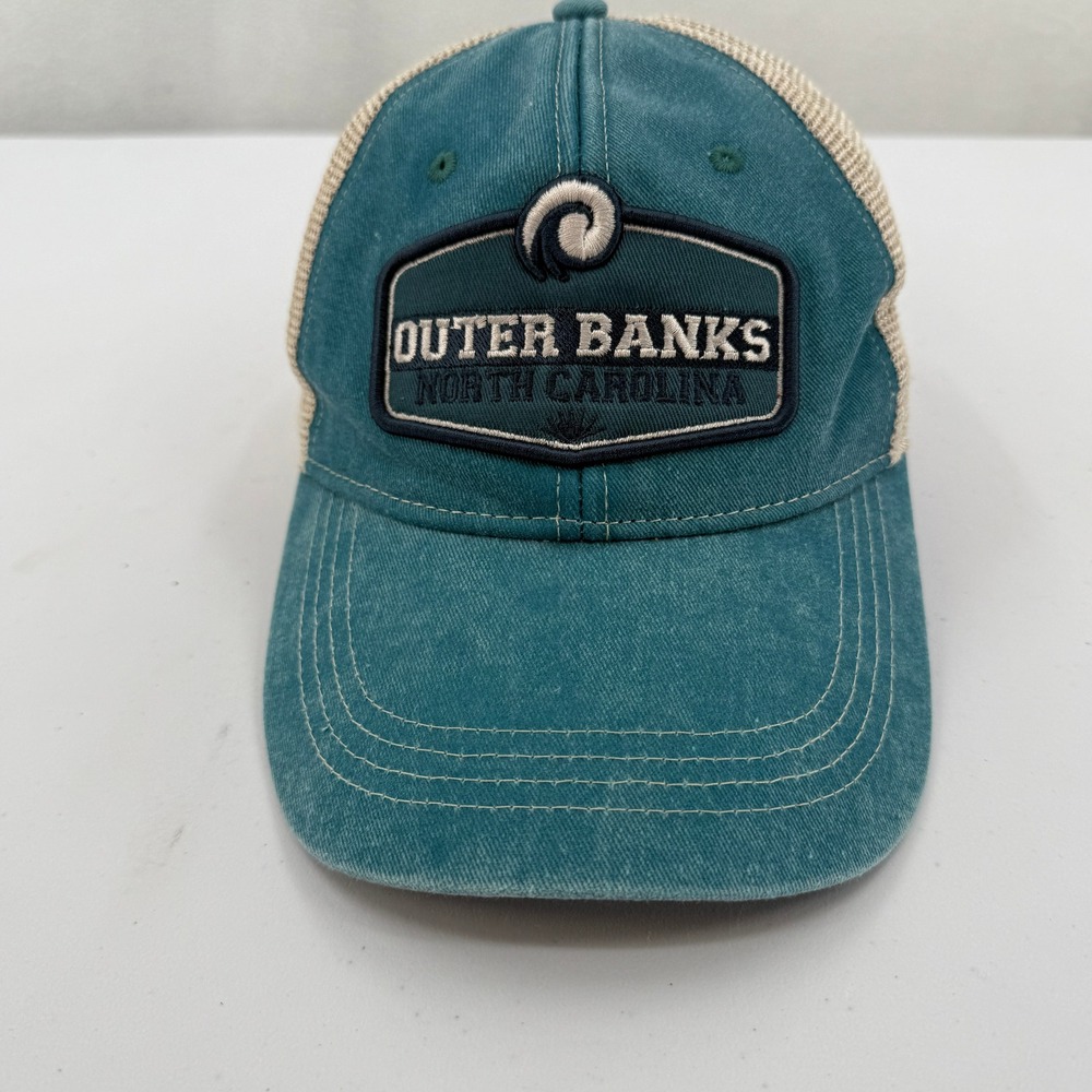 Outer Banks Trucker Hat Mens OSFA Teal North Carolina Fishing Hook Snapback Mesh